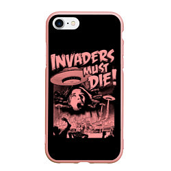 Чехол iPhone 7/8 матовый Invaders must die, цвет: 3D-светло-розовый