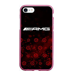 Чехол iPhone 7/8 матовый Mercedes AMG - Particles Pattern, цвет: 3D-малиновый