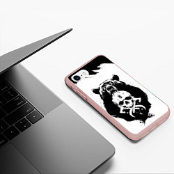 Чехол iPhone 7/8 матовый МЕДВЕДЬ С ЧЕРЕПОМ Z, цвет: 3D-светло-розовый — фото 2