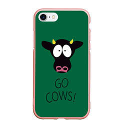 Чехол iPhone 7/8 матовый Go Cows, цвет: 3D-светло-розовый