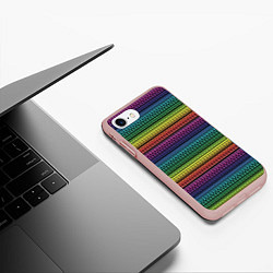 Чехол iPhone 7/8 матовый Этнический радужный орнамент, цвет: 3D-светло-розовый — фото 2