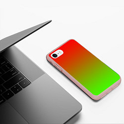 Чехол iPhone 7/8 матовый Градиент Яблоко, цвет: 3D-светло-розовый — фото 2