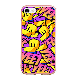 Чехол iPhone 7/8 матовый ROBLOX РОБЛОКС YEET, цвет: 3D-светло-розовый