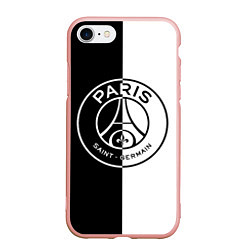 Чехол iPhone 7/8 матовый ФК ПСЖ PSG BLACK & WHITE, цвет: 3D-светло-розовый