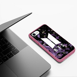 Чехол iPhone 7/8 матовый BTS BUTTERFLIES БАБОЧКИ, цвет: 3D-малиновый — фото 2