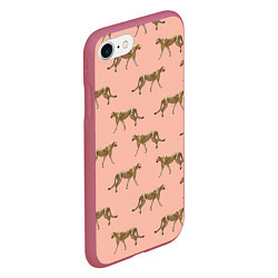 Чехол iPhone 7/8 матовый Гепарды на розовом, цвет: 3D-малиновый — фото 2