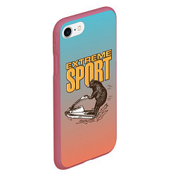 Чехол iPhone 7/8 матовый Медведь экстремальный спорт, цвет: 3D-малиновый — фото 2