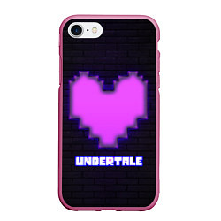 Чехол iPhone 7/8 матовый UNDERTALE PURPLE HEART, цвет: 3D-малиновый