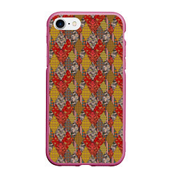 Чехол iPhone 7/8 матовый Осенний пэчворк, цвет: 3D-малиновый