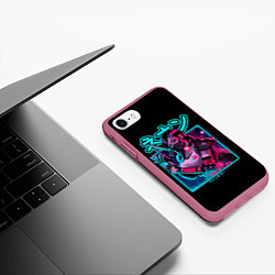 Чехол iPhone 7/8 матовый Neon girl, цвет: 3D-малиновый — фото 2