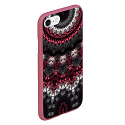 Чехол iPhone 7/8 матовый Красно-черный мозаичный узор, цвет: 3D-малиновый — фото 2