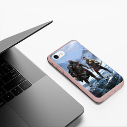 Чехол iPhone 7/8 матовый Кратос и Атрей Рагнарек, цвет: 3D-светло-розовый — фото 2