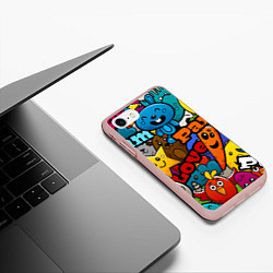 Чехол iPhone 7/8 матовый LOVE PEACE PARTY Z, цвет: 3D-светло-розовый — фото 2