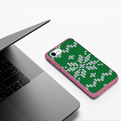 Чехол iPhone 7/8 матовый Снежинка, цвет: 3D-малиновый — фото 2