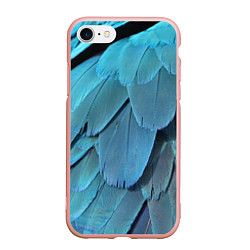 Чехол iPhone 7/8 матовый Перья попугая, цвет: 3D-светло-розовый