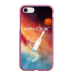 Чехол iPhone 7/8 матовый Space X, цвет: 3D-малиновый