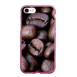 Чехол iPhone 7/8 матовый Кофейные зёрна, цвет: 3D-малиновый