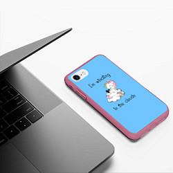 Чехол iPhone 7/8 матовый Единорог на облаке, цвет: 3D-малиновый — фото 2