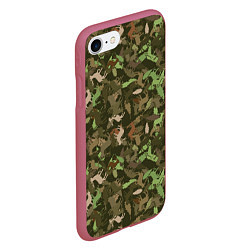 Чехол iPhone 7/8 матовый Лоси в дубовом лесу, цвет: 3D-малиновый — фото 2