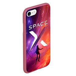 Чехол iPhone 7/8 матовый Space X, цвет: 3D-малиновый — фото 2