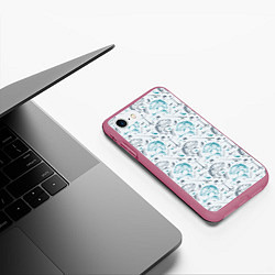 Чехол iPhone 7/8 матовый Рыбалка, цвет: 3D-малиновый — фото 2