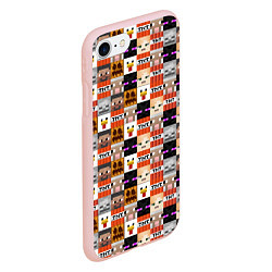 Чехол iPhone 7/8 матовый MINECRAFT КУБИКИ ПЕРСОНАЖИ, цвет: 3D-светло-розовый — фото 2