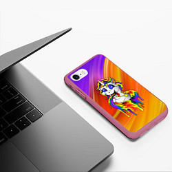 Чехол iPhone 7/8 матовый Единорог Unicorn Rainbow Z, цвет: 3D-малиновый — фото 2