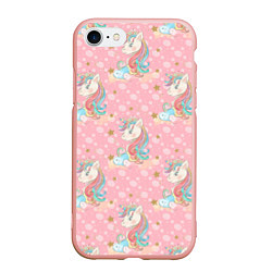 Чехол iPhone 7/8 матовый Единороги для девочек, цвет: 3D-светло-розовый