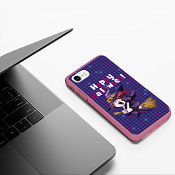 Чехол iPhone 7/8 матовый Ведьма летит на метле, цвет: 3D-малиновый — фото 2