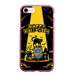 Чехол iPhone 7/8 матовый Кот на кладбище, цвет: 3D-малиновый