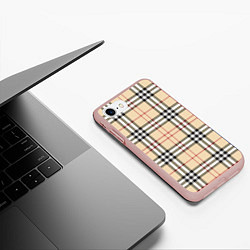 Чехол iPhone 7/8 матовый Клетчатый принт в стиле Burberry, цвет: 3D-светло-розовый — фото 2