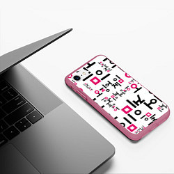 Чехол iPhone 7/8 матовый LOGO PATTERN SQUID GAME, цвет: 3D-малиновый — фото 2