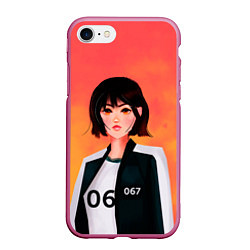 Чехол iPhone 7/8 матовый Красавица 067, цвет: 3D-малиновый