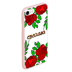 Чехол iPhone 7/8 матовый Светлана в розах, цвет: 3D-светло-розовый — фото 2