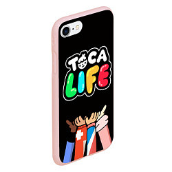 Чехол iPhone 7/8 матовый Toca Life: Friends, цвет: 3D-светло-розовый — фото 2