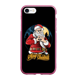 Чехол iPhone 7/8 матовый Дед Мороз с Любовью, цвет: 3D-малиновый