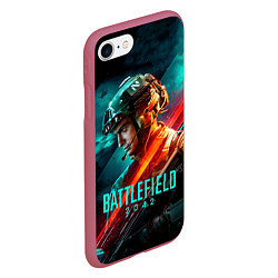 Чехол iPhone 7/8 матовый Battlefield 2042 game art, цвет: 3D-малиновый — фото 2