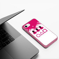 Чехол iPhone 7/8 матовый Игра в кальмара геометрические фигуры,, цвет: 3D-малиновый — фото 2