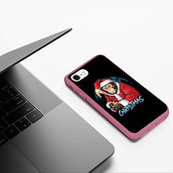 Чехол iPhone 7/8 матовый CHRISTMAS обезьяна, цвет: 3D-малиновый — фото 2
