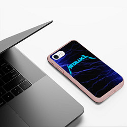 Чехол iPhone 7/8 матовый METALLICA BLUE FLASH МЕТАЛЛИКА СИНИЕ МОЛНИИ, цвет: 3D-светло-розовый — фото 2