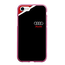 Чехол iPhone 7/8 матовый АУДИ ЛОГО AUDI GEOMETRY RED STRIPES LINE, цвет: 3D-малиновый