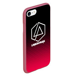 Чехол iPhone 7/8 матовый LINKIN PARK LOGO CARBON, цвет: 3D-малиновый — фото 2