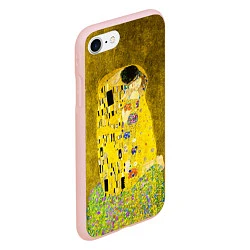 Чехол iPhone 7/8 матовый Влюблённые поцелуй художник Климт, цвет: 3D-светло-розовый — фото 2