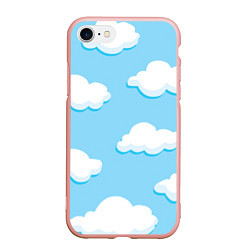 Чехол iPhone 7/8 матовый Белые облака, цвет: 3D-светло-розовый