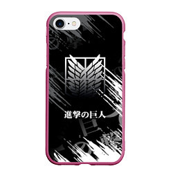 Чехол iPhone 7/8 матовый Attack on titan: Pattern, цвет: 3D-малиновый