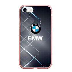 Чехол iPhone 7/8 матовый BMW Logo, цвет: 3D-светло-розовый