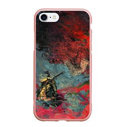 Чехол iPhone 7/8 матовый Sekiro Самурай против дракона, цвет: 3D-светло-розовый
