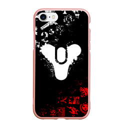 Чехол iPhone 7/8 матовый DESTINY 2 RED & WHITE PATTERN LOGO, цвет: 3D-светло-розовый