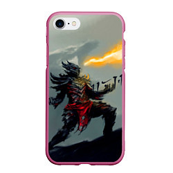 Чехол iPhone 7/8 матовый Dragonborne is here, цвет: 3D-малиновый