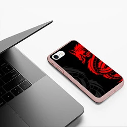 Чехол iPhone 7/8 матовый КРАСНЫЙ ДРАКОН ТАТУ RED DRAGON TATTOO, цвет: 3D-светло-розовый — фото 2